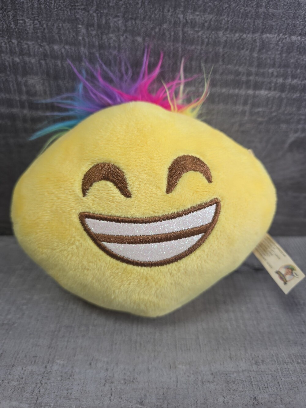 Laughing Joy Emoji Expressions Plush Mini 5" W Hippy Hair Smile Grinning b81